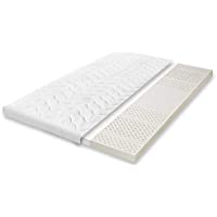 Primo Line Colchón Topper de Látex 100% Tamaño: 80x190 cm Altura 6 cm 7 Zonas de Soporte con Funda Acolchada Extraíble